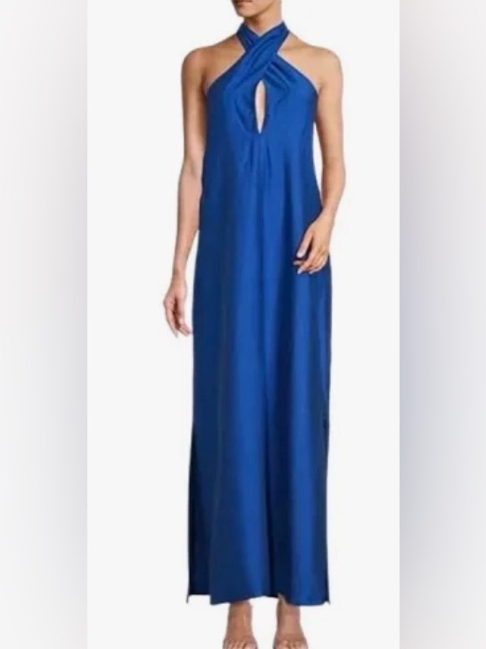 NWT Sz L Antonio Melani Sondra Lovell blend halter maxi dress